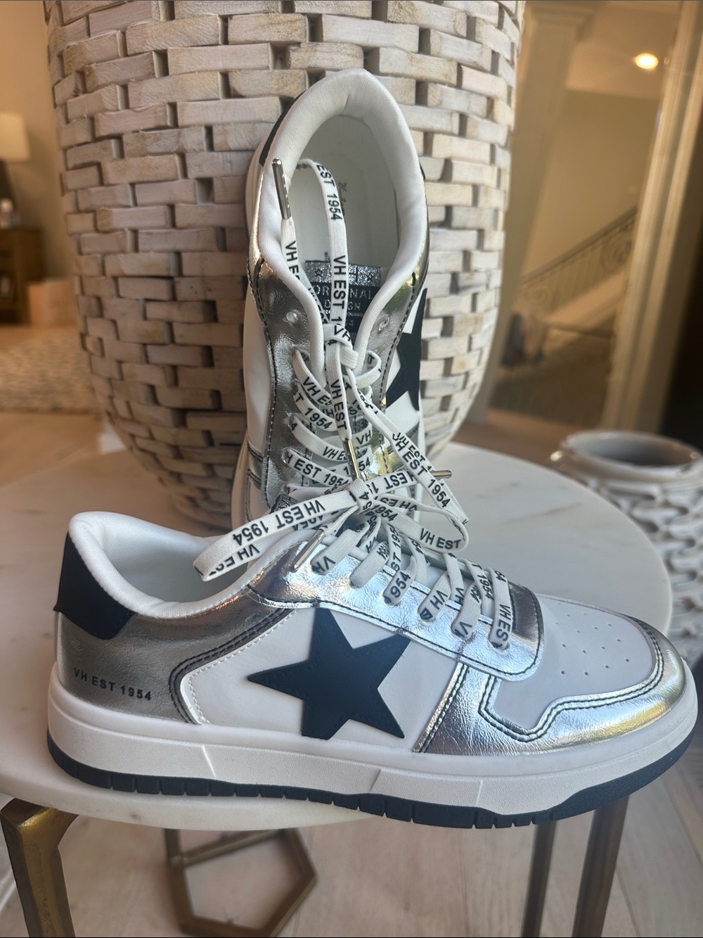 Vintage Havana Silver and Black Low-Top Sneakers